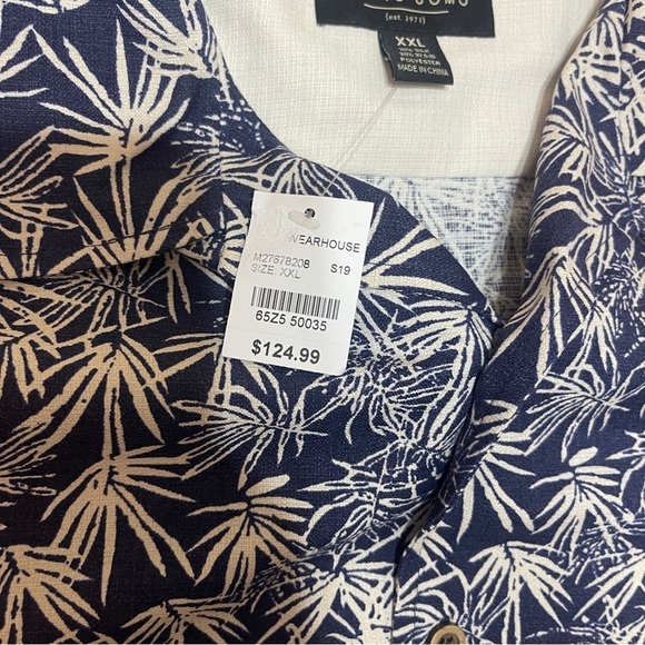 NWT Pronto Uomo Classic Fit Silk Blend Palm Print Button Up Shirt Vacation XXL - Picture 6 of 9